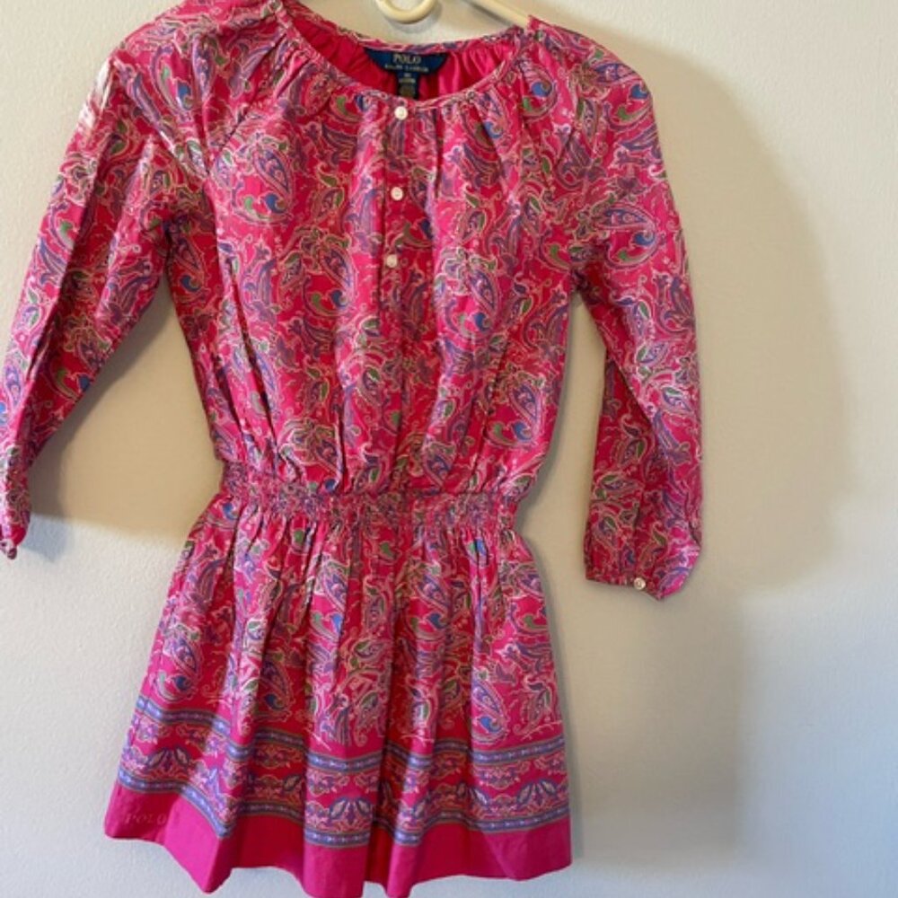 Polo Ralph Lauren Girls Pink Paisley Batiste Dress Size 6x nwot